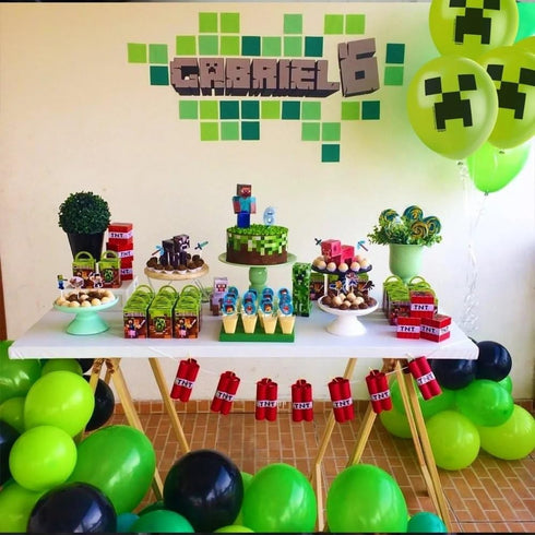 Multicolor Latex Minecraft Balloons (12") 8 Count - Vibrant & Durable Material, Perfect for Gamers' Epic Party Celebrations...