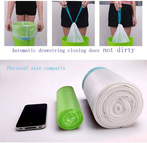 7-10 Gallon Tall Drawstring Trash Bags, Strong Garbage Bags for Kitchen Bath Bedroom Car Trash Can, Office Waste Bin Liners Bags Unscented,White,6...