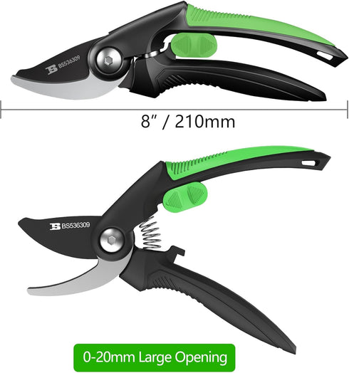 8" Bypass Pruning Shears Gardening Scissors Pruners Tools for Plants with Sharp SK5 Blade?Opening Cuts 3/4" (20mm?...