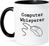 3dRose "Computer Whisperer, Black" Mug, 11 oz, Black...