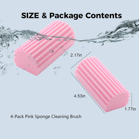4-Pack Damp Clean Duster Sponge, Sponge Cleaning Brush, Duster for Cleaning Blinds, Glass, Baseboards, Vents, Railings, Mirrors, Window Track Groo...