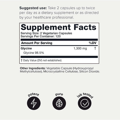 Toniiq 1300mg Glycine Supplements - 4 Month Supply - Min. 98.5%+ Tested Purity - Ultra High Strength and Bioavailable Glycine Powder Supplement - ...