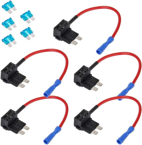 ESUPPORT 12V 24V Standard Add A Circuit Fuse Tap Piggy Back Blade Holder Plug Socket Car Pack of 5...