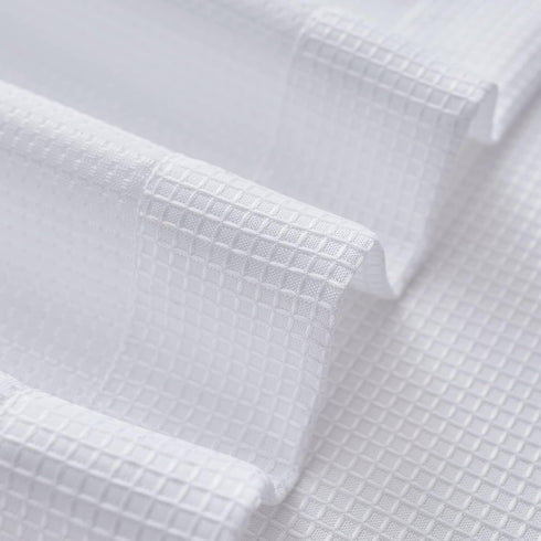 Valea Home Waffle Weave Textured Half Window Tier Curtains for Kitchen Water Repellent Window Covering Bathroom Short Curtains, 72" x 24", White, ...