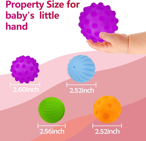 Montessori Toys for Babies 3 Months+, Baby Sensory Toys Baby Balls 3 to 12 Month for Babies & Toddlers 3M+, Balls for Toddlers Textured Multi Ball...