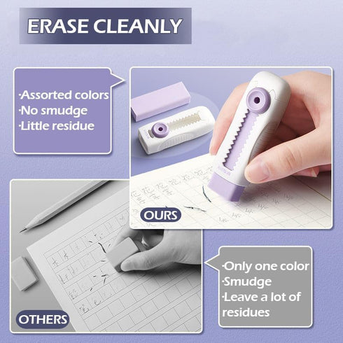 Retractable Eraser 3Pcs Slide Erasers Bulk Cute Pencil Erasers Aesthetic Erasers for Kids Drawing Eraser Push Pull Eraser Back to School Supplies ...