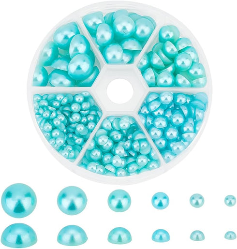 PH PandaHall 690pcs Half Round Pearl Beads 6 Sizes Flat Back Pearl Cabochon Faux Pearl Beads for DIY Scrapbook Phone Case Wedding Decor Hair Acces...
