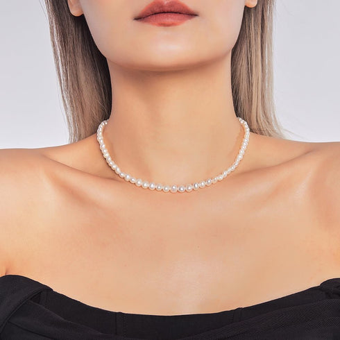 5-6MM AAA Natural Freshwater Pearl Necklace 925 Sterling Silver Clasp Handmade Fashion Jewelry for Women Adjustable Pearl Necklace Gift 16 Inches...