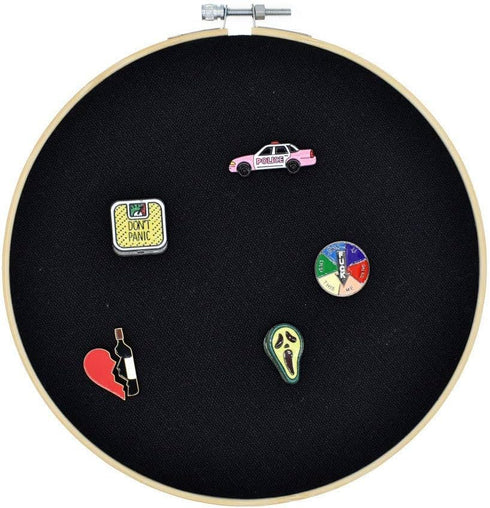 REOVE Wall Hanging Pin Collection Display Stand Enamel Pin Display Holder Display Board, Canvas Leather Embroidery Hoop for Display Pins Buttons W...