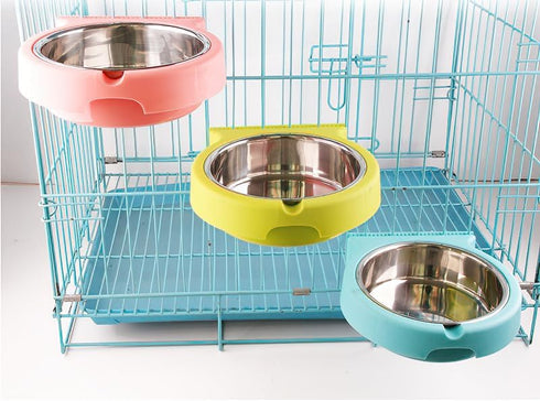 Dog Bowl, Hanging, Movable, Adjustable up and Down, Stainless Steel pet Bowl, Food and Water Feeding Bowl, Suitable for Puppies, Cats, Birds, Rabb...