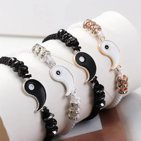 Yin Yang Necklace Bracelet for Women Men Matching Black White Disc Tai Chi Necklace for Couples Teen Friendship BFF Bracelets Necklaces Jewelry Se...