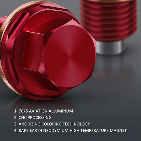 M14 x1.5 Magnetic Oil Drain Plug 7075 Aluminum CNC Craft with Crush Washer Gaskets Replacement for Ford GM Hyundai KIA and More Select Models...