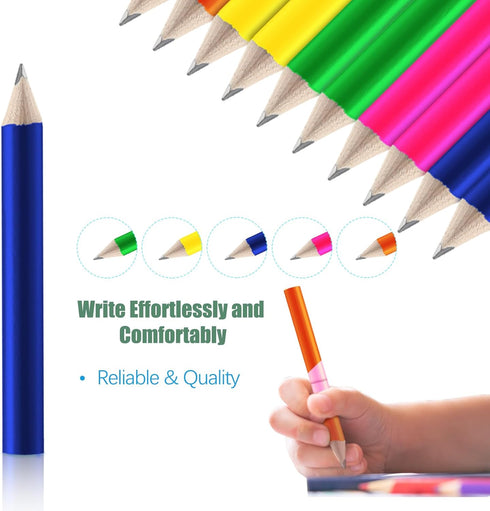 Qilery 30 Pcs Neon Color Short Triangular Fat Pencils 3.5 Inch Wood Triangular Pencil Toddler Triangle Pencil Children Jumbo Pencils for Writing D...