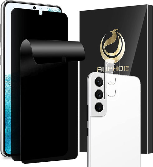 2 Pack Privacy Screen Protector for Galaxy S22 Plus with 1 Pack Tempered Glass Camera Lens Protector Support Fingerprint Unlock , Anti Spy Case Fr...