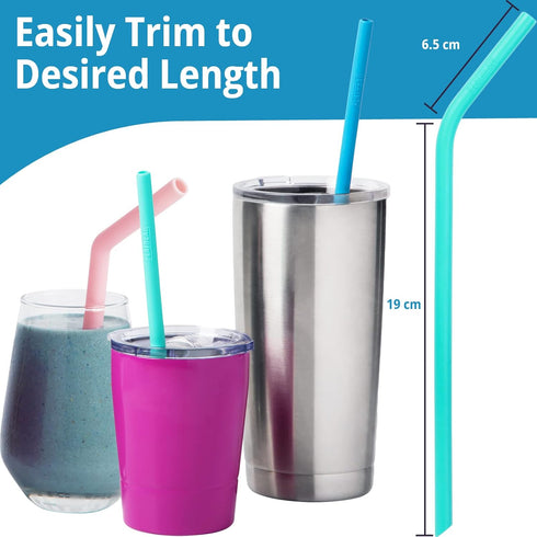 8 Reusable Silicone Smoothie Straws and Cleaning Brush, 30 ounce - 20 ounce Tumblers Compatible, Dishwasher Safe, Extra Long Straw - Flexible and ...
