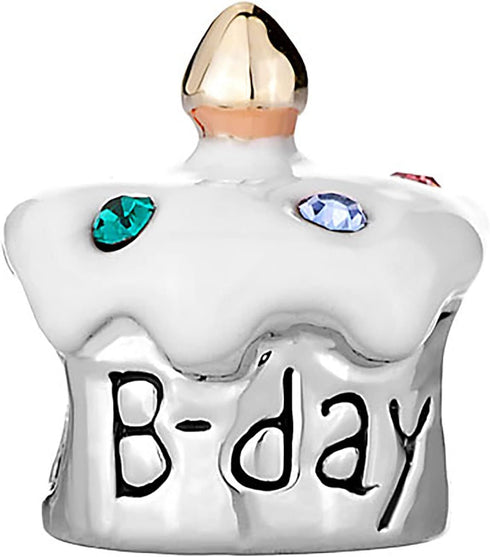 Happy Birthday Cake Gift Charm Compatible With Pandora Charms Bracelets...