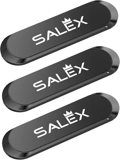 SALEX Black Magnetic Mounts 3 Pack. Flat Cell Phone Holder for Car Dashboard, Wall, Fridge. Stick on Universal Kit Compatible with GPS, Tablets, S...