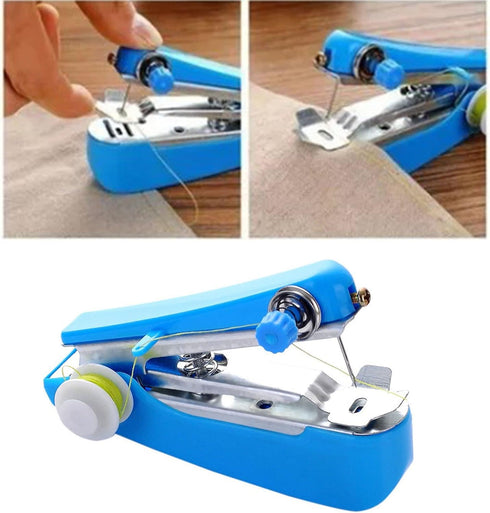 Handheld Sewing Machine Stainless Steel Portable Sewing Machine for Quick Stitching Practical Blue Mini Sewing Machine for Household Travelling......
