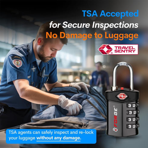 Forge Travel Lock,TSA Approved Luggage Locks for Air Travel, Gym Lockers, School Lockers, Pelican Cases, Gun Case, Easy Read Dials, Durable Alloy ...