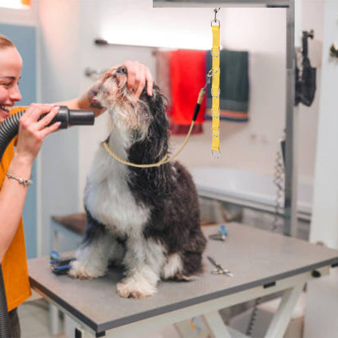 Dog Grooming Extension Strap Grooming Loop Extender Dog Extension Loop Grooming Loop Extension 6 D-Rings Rosered & Yellow...