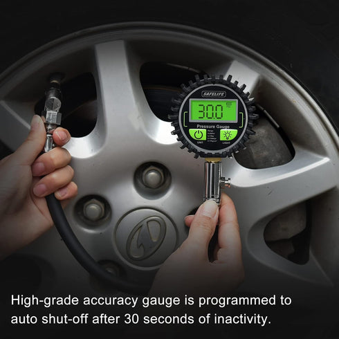 Digital Tire Pressure Gauge, 2-1/2" Dial Size Digital Air Pressure Gauge with 1/4'' NPT Bottom Connector and Rubber Protector, Air Pressure Gauge ...