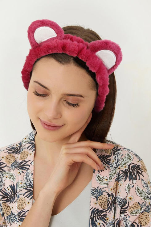 Skincare Headbands for Women Girls for Washing Face Purple Bear Ears Animal Head band for Face Washing Cute Spa Makeup Shower Hairband Kawaii Soft...