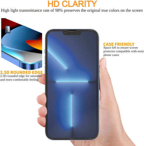 Platinum Shield Compatible with iPhone 13/13 Pro/14, Tempered Glass Screen Protector (3 Pack), 9H Hardness, Scratch Resistance, Ultra HD, Bubble F...