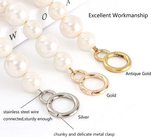 DIY Sturdy Large Imitation Pearl Bead Purse Handle Strap Bag Charms Handbag Chain Replacement Accessories Decoration...