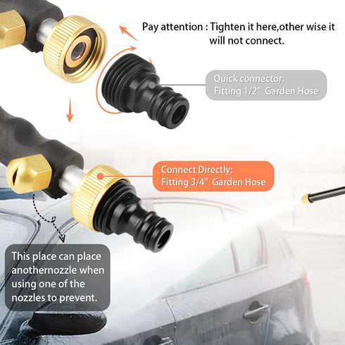 Portable Hydro Jet High Pressure Power Washer Gun Pressure Washer Wand Extension, Hydrojet Pressure Washer Gun with 3 Hose Nozzles - High Pressure...