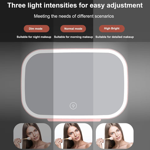 Car sun visor vanity mirror is rechargeable, with 3 light modes of adjustable touch control LED car mirror, suitable for daily use in all car trav...