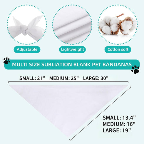 Blank Dog Bandanas Large-1PCS, DIY Solid White Triangle Scarf Premium Cotton Handkerchief or Bib, Personalized design Birthday/Party Fun Idea Gift...