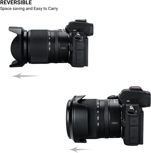 Lens Hood for NIKKOR Z DX 18-140mm F3.5-6.3 VR Lens, Reversible Lens Shade Replace Nikon HB-101 Lens Hood, Compatible with 62mm Filters and 62mm L...