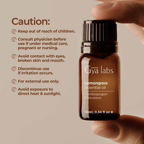 Gya Labs Lemongrass Essential Oil for Diffuser - 0.34 Fl Oz - 100% Pure Natural Lemongrass Oil for Hair, Skin, Herbaceous, Candle Making - Earthy ...