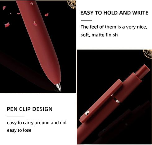 Gel Pens, 10 Pcs 0.5mm Black Ink Pens Fine Point Smooth Writing Pens with Silicone Grip, High-End Series Metal Clip Retractable Pens for Journalin...