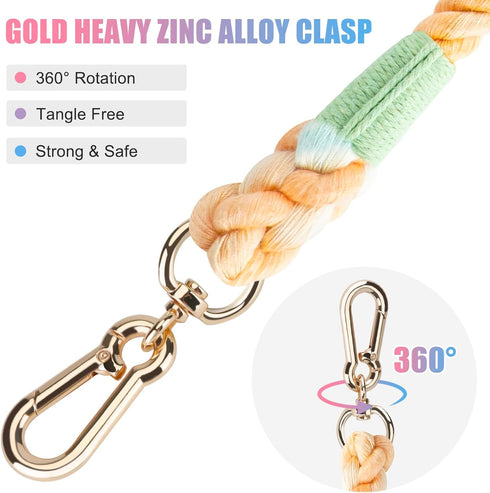 5 FT Dog Leash Handmade Braided Rope Dog Leash for Small Medium and Large Dogs, Colorful Macaron...
