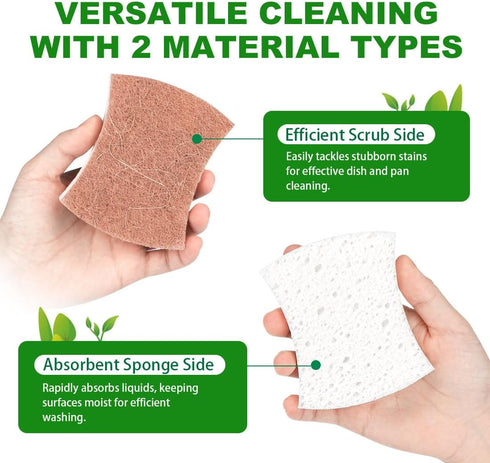 HOMEXCEL Natural Scrub Sponges Kitchen 12 Pack, Non-Scratch Cleaning Sponges for Dishes, Cellulose Sponges Safe on Non-Stick Cookware, Dual Sided ...