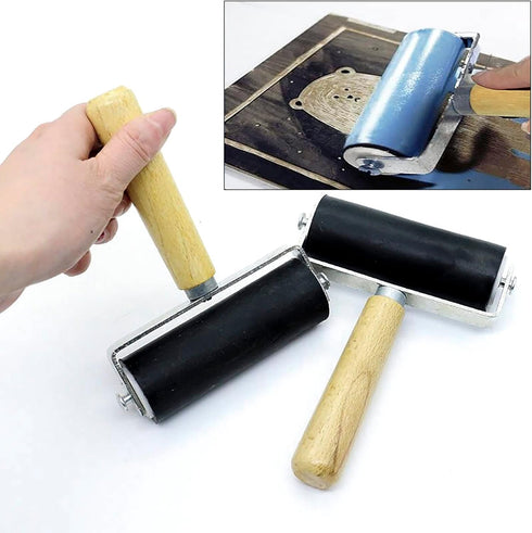 3 Pack Rubber Brayer Roller,1.4/2.4/4 Inch Hard Rubber Brayer Rollers,Art Craft Roller for Printmaking,Ink,Wallpapers Stamping Gluing...