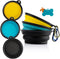 3 Collapsible Silicone Dog Bowl, Foldable Expandable Cup Dish for Small Pet Cat Food Water Feeding Portable Travel Bowl, Free Pet ID-Tag (S/Yellow...