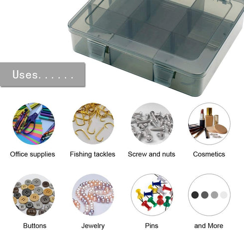 Upgrade 9 Grids Plastic Organizer Box with Dividers, Small Parts Container, Craft Organizer for Beads, Earring, Rings, Buttons and so on…...