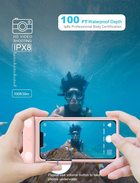 wellhouse Waterproof Phone Pouch, Waterproof Phone Case for iPhone 15 14 13 12 Pro Max XS Samsung, IPX8 3D Cellphone Dry Bag Beach Essentials (Meo...