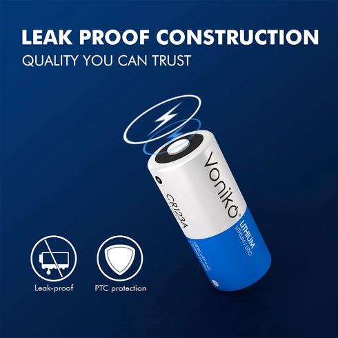 Voniko CR123A Lithium Batteries (2-Pack) – Photo Non-Rechargeable Lithium Battery –3 Volt 123 Battery Lithium 10 Years Shelf Life...