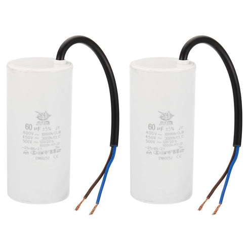 PATIKIL CBB60 60uf Running Capacitor,2Pcs AC 450V 2 Wires 50/60Hz Cylinder 105x48mm for Water Pumps, Washing Machines Motor Start...