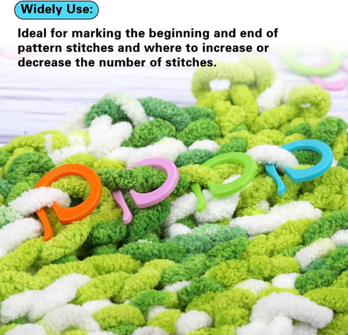 Yizzvb 50 Pcs Crochet Stitch Markers, Knitting Stitch Rings with Plastic Box, Crochet Ring Crochet Locking Sewing Accessories and Large-Eye Blunt ...