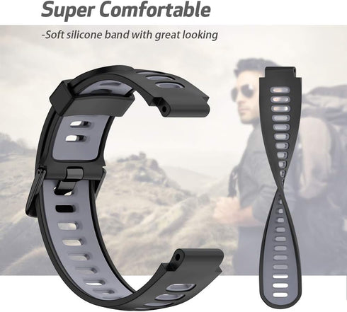 NotoCity Compatible with Forerunner 220 Watch Bands Black Buckle Sport Silicone Watch Strap Replacement for Forerunner 230/220/235/620/630/735XT S...