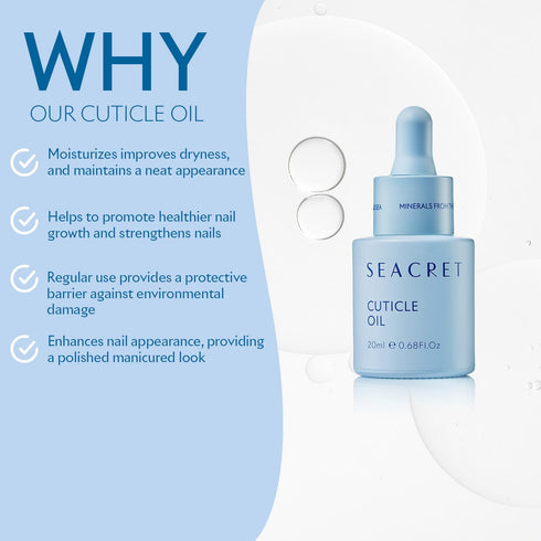 SEACRET CUTICLE OIL: Dead Sea Mineral Nail Care Treatment with Calendula, Argan, Jojoba, Sweet Almond, & Grape Seed Oils, and Vitamin E, Protects ...