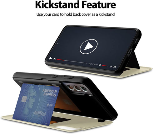 GOOSPERY for Galaxy S21 Plus 6.7"(2021) Card Holder Wallet Case, Easy Magnetic Door Closure Protective Dual Layer Bumper Sturdy Phone Back Cover w...