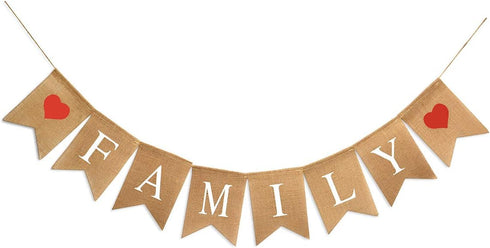 Family Banner Burlap Bunting - Family Reunion Sign & Photo Booth Props for Adoption & Reunion Party Decorations...