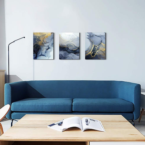 DZRWUBHS Abstract Wall Decor for Living Room Bedroom Wall Art Abstract Ink Wall Painting Wall Artworks Hang Pictures for Office Decoration 3 Panel...