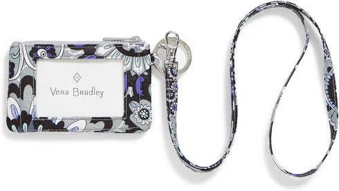 Vera Bradley Women's Recycled Lighten Up Reactive Zip ID Case and Lanyard Combo, Tranquil Medallion, One Size...