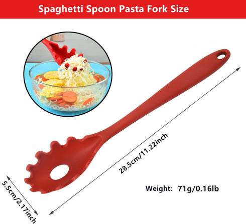 Spaghetti Spoon Pasta Fork,Silicone Pasta Fork,11.2 inch Spaghetti Strainer Kitchen High Heat Resistant Noodle Spoon Server,Food Grade Pasta Spoon...